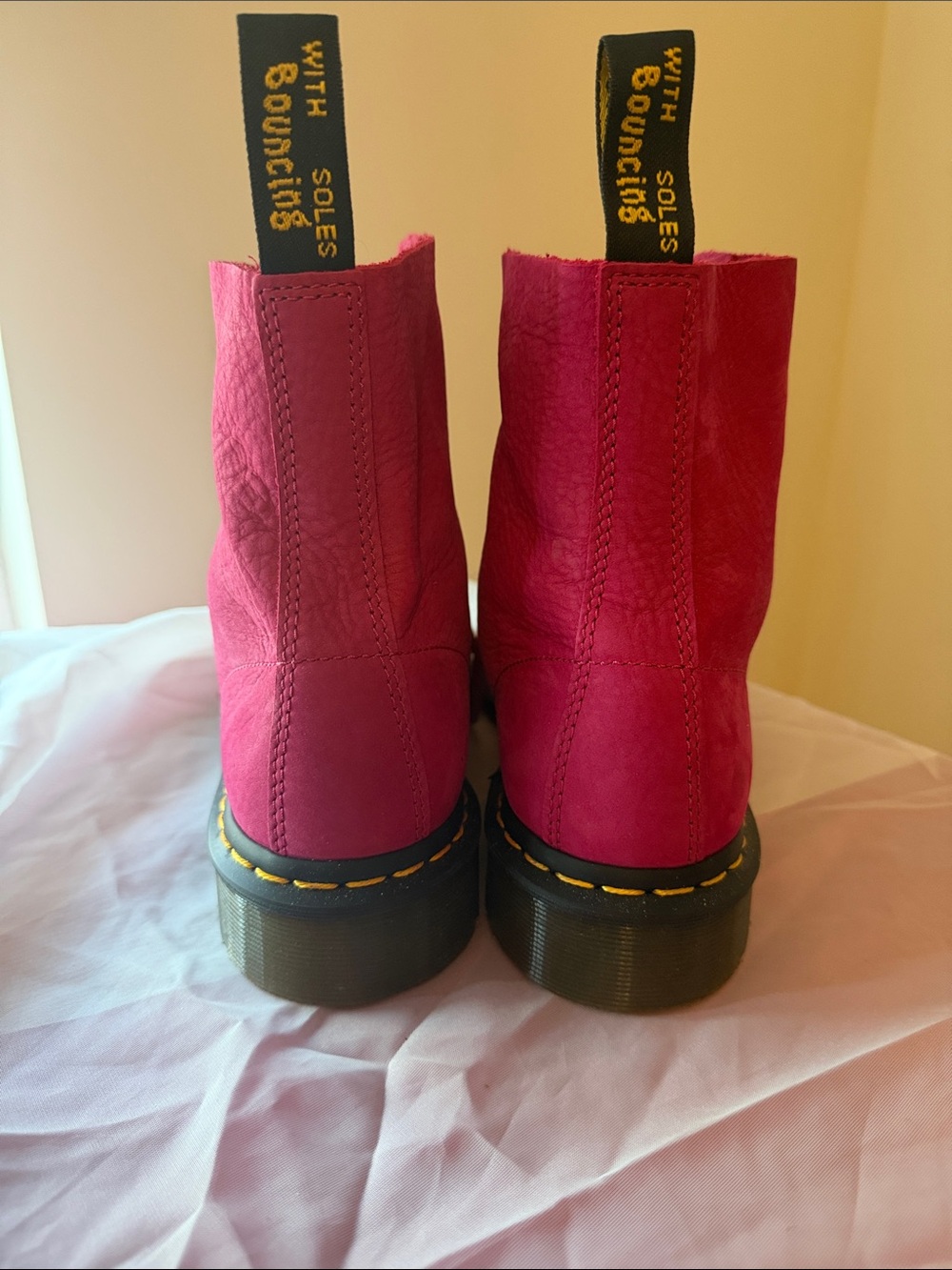 Dr. Martens Hot Pink Suede Lace-Up Boots - Picture 5 of 5